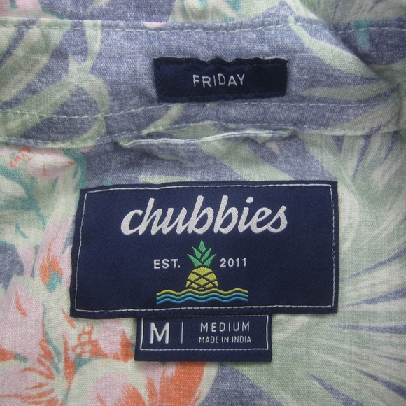 Chubbies Shirt Mens Medium Floral Resort Wear Friday Short Sleeve Button Up - Picture 7 of 15